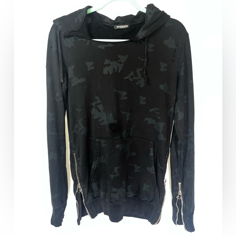 Balmain Black Camouflage Hoodie